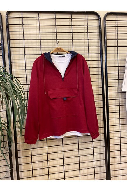 Süperlife Erkek Kapşonlu Yarım Fermuarlı İnce Sweatshirt SPR 20K52