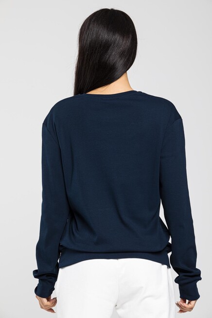 Süperlife Bisiklet Yaka Uzun Kollu Dar Kalıp İnce Sweatshirt SPR21K18