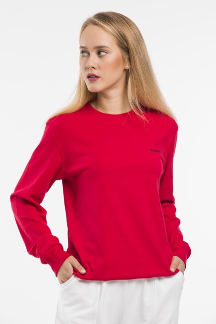 Süperlife Bisiklet Yaka Uzun Kollu Dar Kalıp İnce Sweatshirt SPR21K18