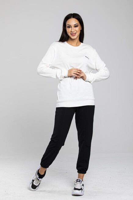 Süperlife Bisiklet Yaka Uzun Kollu Dar Kalıp İnce Sweatshirt SPR21K18