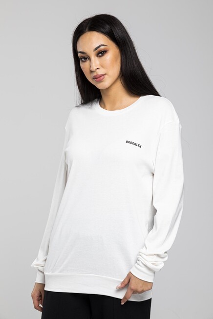 Süperlife Bisiklet Yaka Uzun Kollu Dar Kalıp İnce Sweatshirt SPR21K18