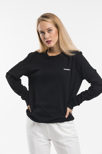 Süperlife Bisiklet Yaka Uzun Kollu Dar Kalıp İnce Sweatshirt SPR21K18