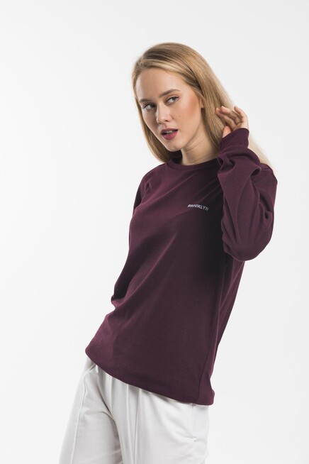 Süperlife Bisiklet Yaka Uzun Kollu Dar Kalıp İnce Sweatshirt SPR21K18