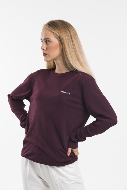 Süperlife Bisiklet Yaka Uzun Kollu Dar Kalıp İnce Sweatshirt SPR21K18