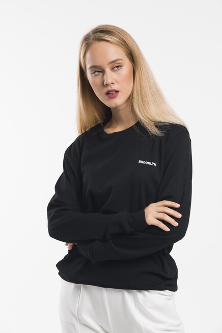 Süperlife Bisiklet Yaka Uzun Kollu Dar Kalıp İnce Sweatshirt SPR21K18
