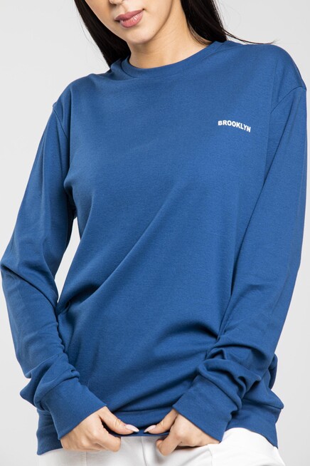 Süperlife Bisiklet Yaka Uzun Kollu Dar Kalıp İnce Sweatshirt SPR21K18