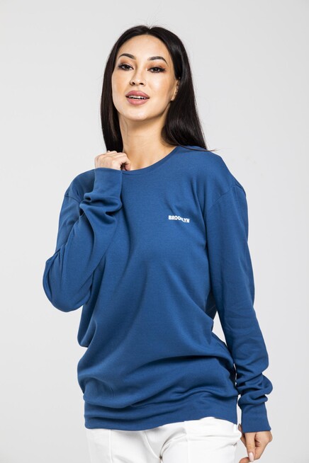 Süperlife Bisiklet Yaka Uzun Kollu Dar Kalıp İnce Sweatshirt SPR21K18