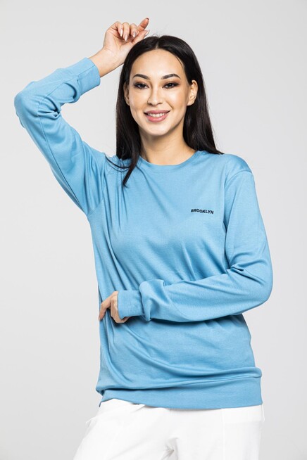 Süperlife Bisiklet Yaka Uzun Kollu Dar Kalıp İnce Sweatshirt SPR21K18