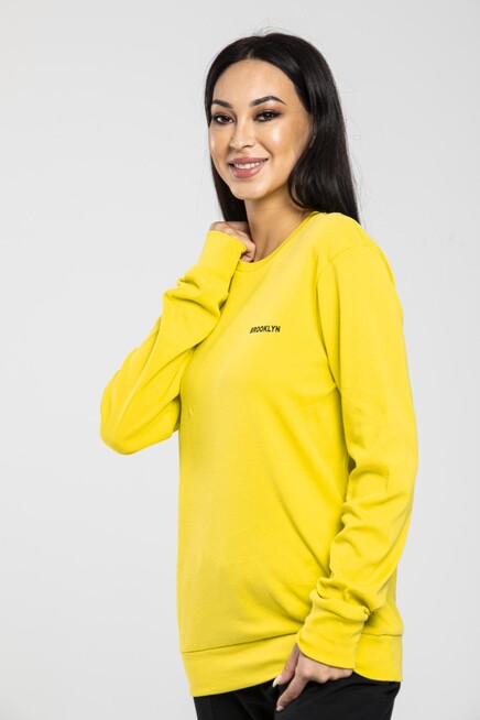 Süperlife Bisiklet Yaka Uzun Kollu Dar Kalıp İnce Sweatshirt SPR21K18