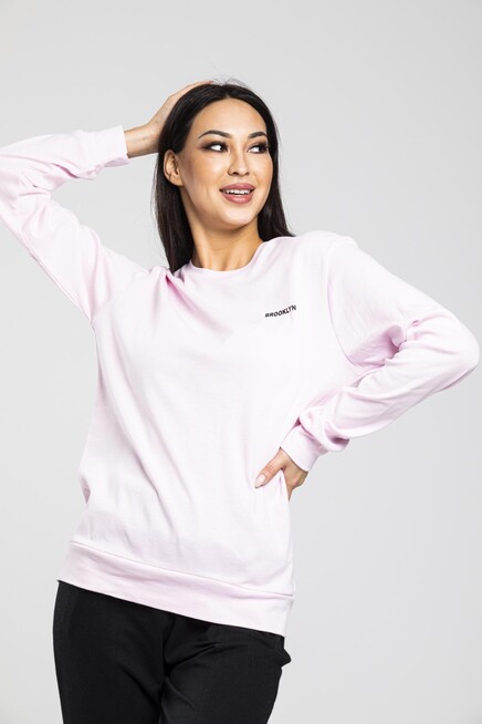 Süperlife Bisiklet Yaka Uzun Kollu Dar Kalıp İnce Sweatshirt SPR21K18