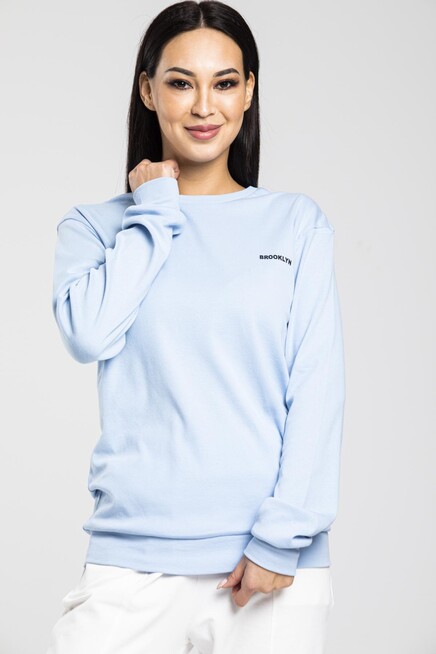 Süperlife Bisiklet Yaka Uzun Kollu Dar Kalıp İnce Sweatshirt SPR21K18