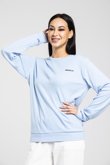 Süperlife Bisiklet Yaka Uzun Kollu Dar Kalıp İnce Sweatshirt SPR21K18