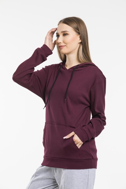 Süperlife Kadın Kapşonlu Regular Fit İnce Sweatshirt spr21k55