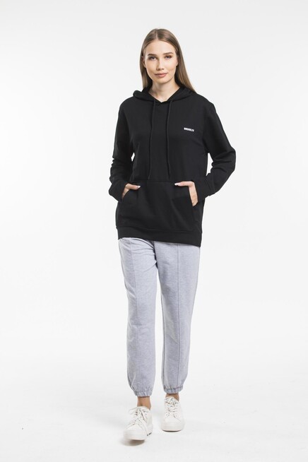 Süperlife Kadın Kapşonlu Regular Fit Baskılı İnce Sweatshirt SPR21K61