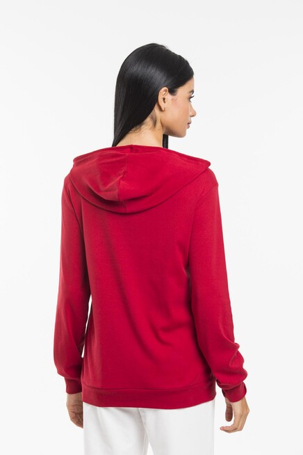 Süperlife Kadın Kapşonlu Regular Fit Baskılı İnce Sweatshirt SPR21K61