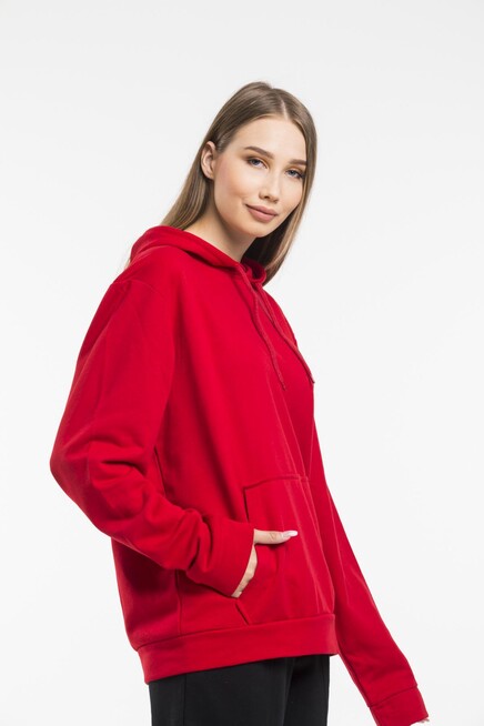 Süperlife Kadın Kapşonlu Regular Fit Baskılı İnce Sweatshirt SPR21K61