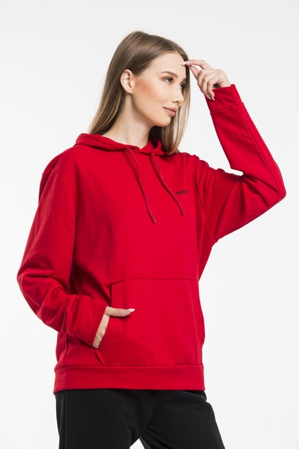 Süperlife Kadın Kapşonlu Regular Fit Baskılı İnce Sweatshirt SPR21K61