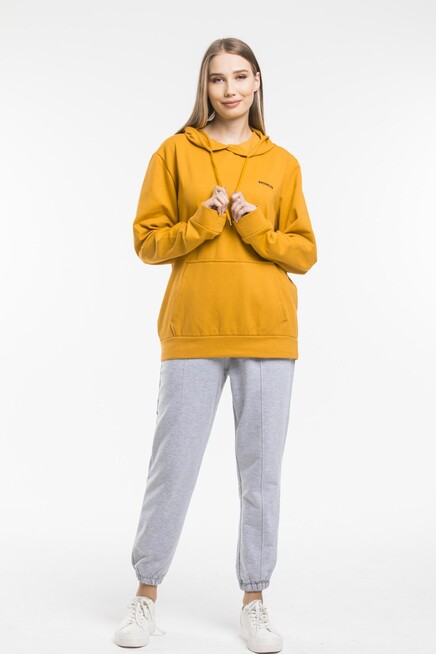 Süperlife Kadın Kapşonlu Regular Fit Baskılı İnce Sweatshirt SPR21K61