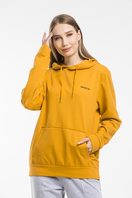 Süperlife Kadın Kapşonlu Regular Fit Baskılı İnce Sweatshirt SPR21K61