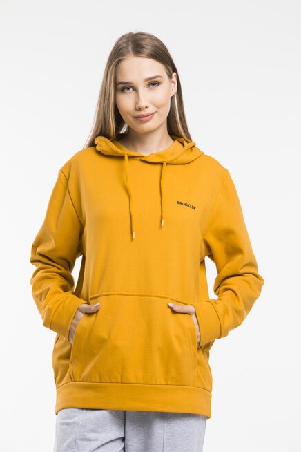 Süperlife Kadın Kapşonlu Regular Fit Baskılı İnce Sweatshirt SPR21K61