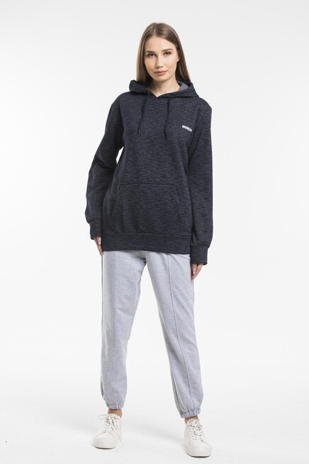 Süperlife Kadın Kapşonlu Regular Fit Baskılı İnce Sweatshirt SPR21K61