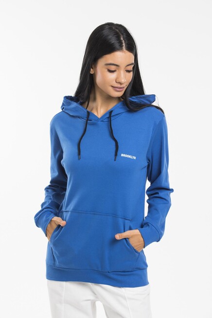 Süperlife Kadın Kapşonlu Regular Fit Baskılı İnce Sweatshirt SPR21K61