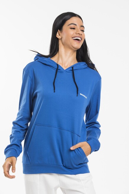 Süperlife Kadın Kapşonlu Regular Fit Baskılı İnce Sweatshirt SPR21K61