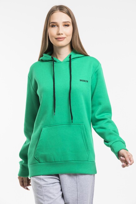 Süperlife Kadın Kapşonlu Regular Fit Baskılı İnce Sweatshirt SPR21K61