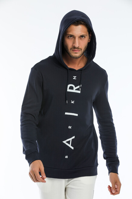Süperlife Erkek Kapşonlu  AR Baskılı İnce Sweatshirt SPR22SW104