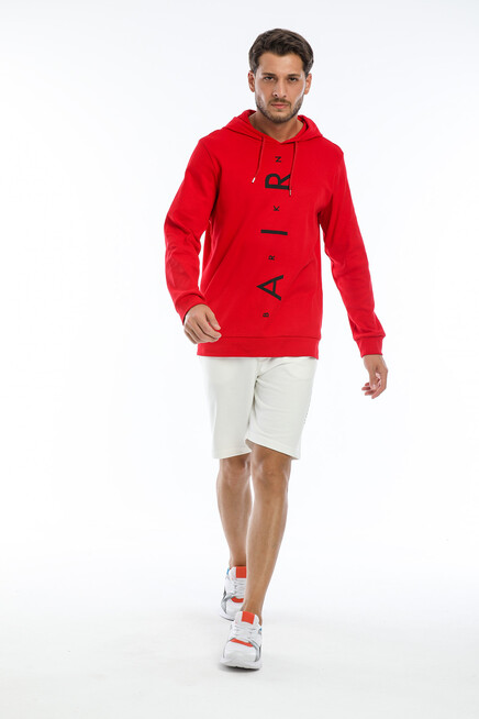 Süperlife Erkek Kapşonlu  AR Baskılı İnce Sweatshirt SPR22SW104