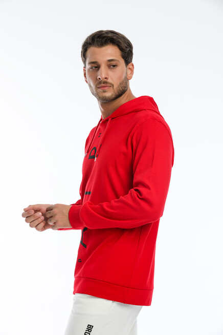 Süperlife Erkek Kapşonlu  AR Baskılı İnce Sweatshirt SPR22SW104