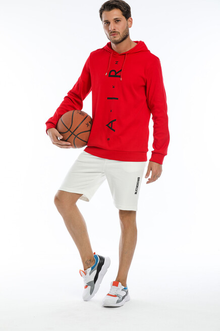 Süperlife Erkek Kapşonlu  AR Baskılı İnce Sweatshirt SPR22SW104