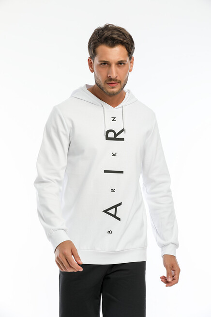 Süperlife Erkek Kapşonlu  AR Baskılı İnce Sweatshirt SPR22SW104