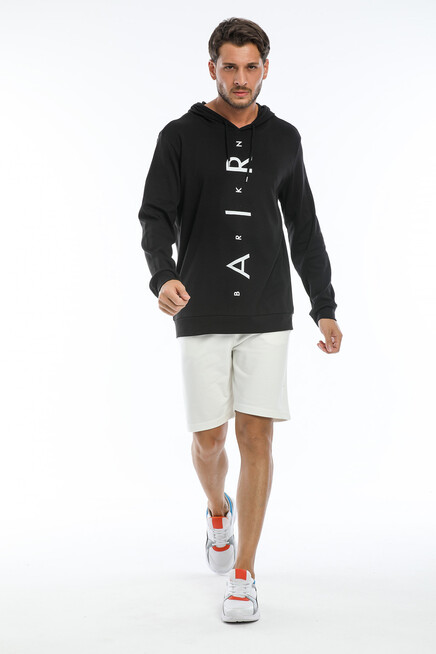 Süperlife Erkek Kapşonlu  AR Baskılı İnce Sweatshirt SPR22SW104