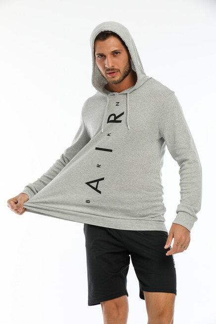 Süperlife Erkek Kapşonlu  AR Baskılı İnce Sweatshirt SPR22SW104