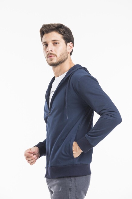 Süperlife Erkek Kapşonlu Regular Fit Yan Cepli İnce Hırka SPR 20K62