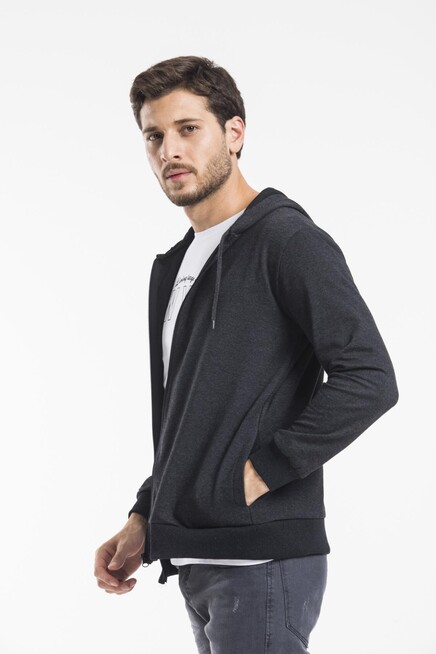 Süperlife Erkek Kapşonlu Regular Fit Yan Cepli İnce Hırka SPR 20K62