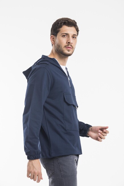 Süperlife Erkek Kapşonlu Yarım Fermuarlı İnce Sweatshirt SPR 20K52
