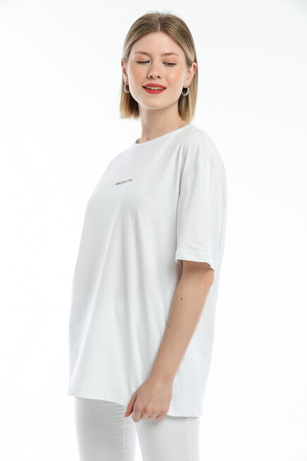 Süperlife Kadın Bisiklet Yaka Standart &Regular Fit  Brookyln Baskılı Tişort SPR21YK27