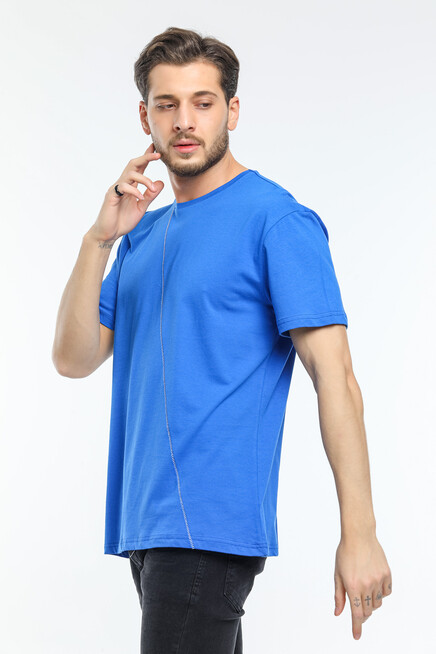 Süperlife Erkek Bisiklet Yaka Slim Fit Ön Çöp Dikiş Garni  Tişort SPR21Y01