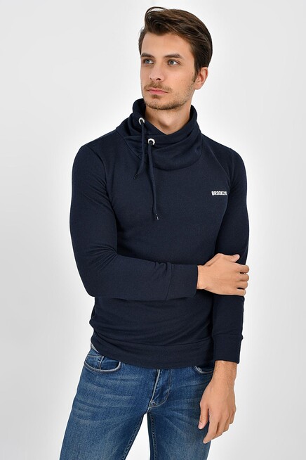 Süperlife Şal Yaka Uzun Kollu Dar Kalıp İnce Erkek Baskılı Sweatshirt SPR 2019K41