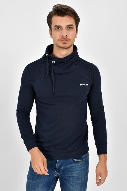 Süperlife Şal Yaka Uzun Kollu Dar Kalıp İnce Erkek Baskılı Sweatshirt SPR 2019K41