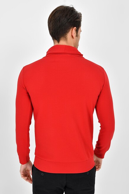 Süperlife Şal Yaka Uzun Kollu Dar Kalıp İnce Erkek Baskılı Sweatshirt SPR 2019K41