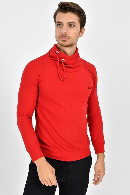 Süperlife Şal Yaka Uzun Kollu Dar Kalıp İnce Erkek Baskılı Sweatshirt SPR 2019K41