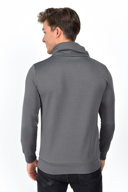 Süperlife Şal Yaka Uzun Kollu Dar Kalıp İnce Erkek Baskılı Sweatshirt SPR 2019K41