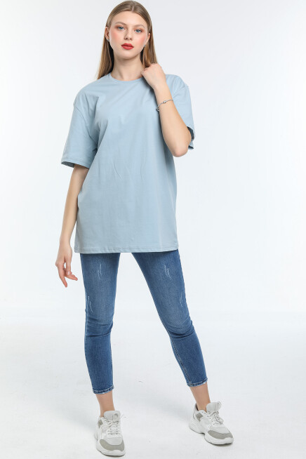 Süperlife Kadın Bisiklet Yaka Regular Fit Baskılı Tişort SPR21YK23