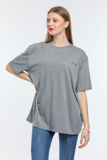 Süperlife Kadın Bisiklet Yaka Regular Fit Baskılı Tişort SPR21YK23