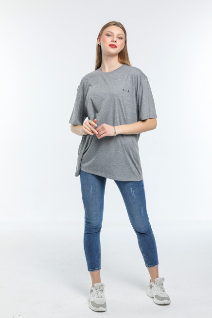 Süperlife Kadın Bisiklet Yaka Regular Fit Baskılı Tişort SPR21YK23