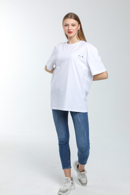 Süperlife Kadın Bisiklet Yaka Regular Fit Baskılı Tişort SPR21YK23