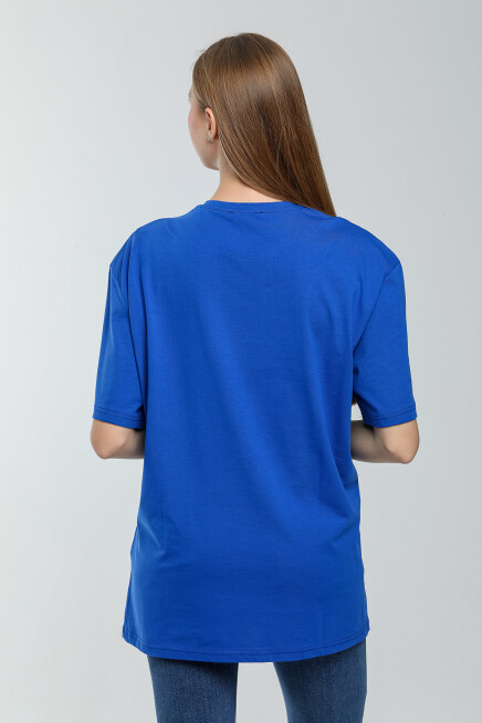 Süperlife Kadın Bisiklet Yaka Regular Fit Baskılı Tişort SPR21YK23